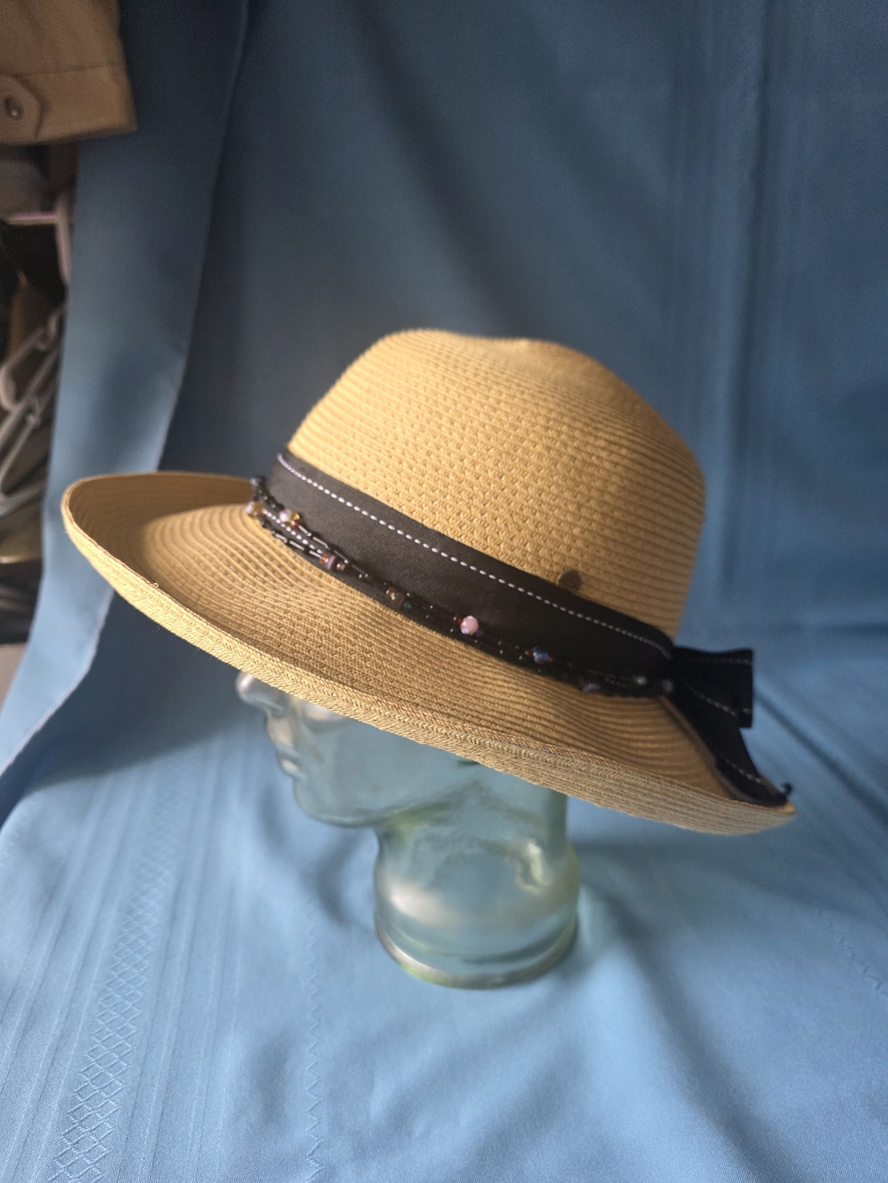 Vingtage Cov-Ver Your World Natural Fiber Woven Sun Hat Panama Boho One Size